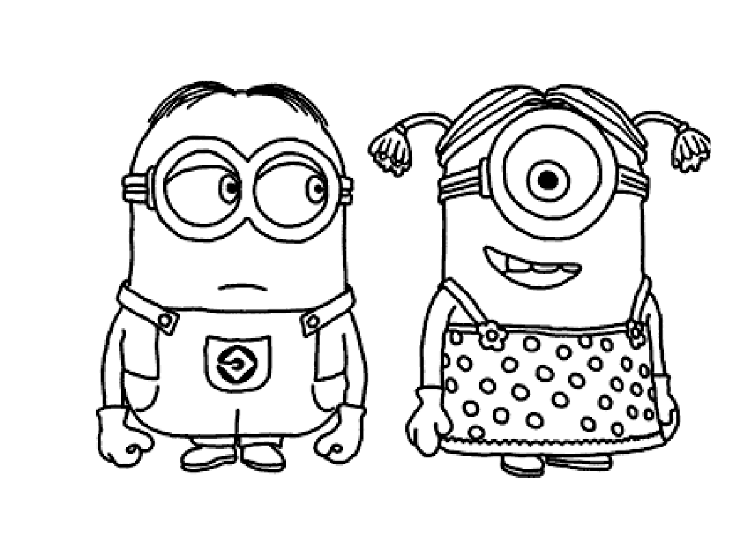 Coloriage Minion Et Sa Sœur - Minions à imprimer